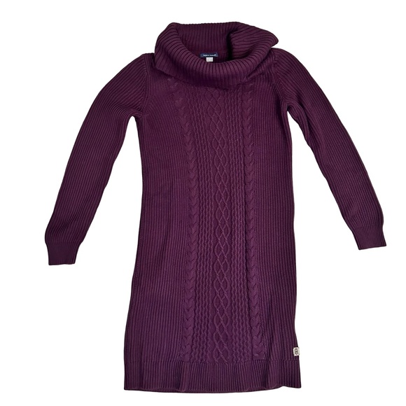 Tommy Hilfiger Aubergine Cable Knit 'Aran Style' Knit Sweater Dress Size S - Picture 7 of 11